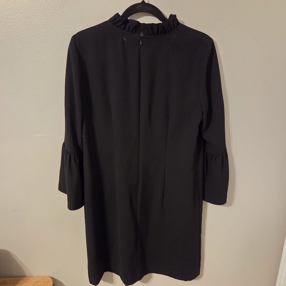 J.Crew Womens Black Ruffle Neck Bell Sleeve Classic Preppy Mini Dress - Picture 4 of 7